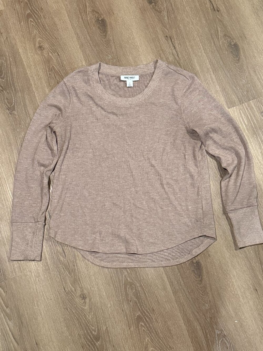 Nine West Jeans Taupe Long Sleeve Knit Top Medium
